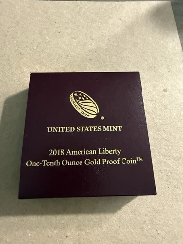 2018-W American Liberty Proof Gold Coin 1/10 oz OGP Box with COA