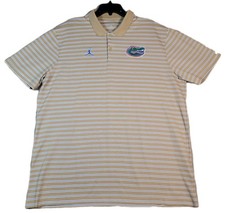 Florida Gators Jordan Dri-Fit Polo Men's XL Tan White Striped Nike Performance