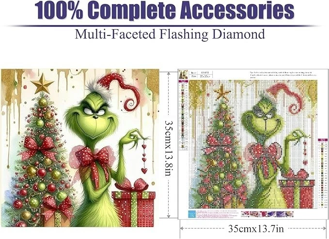 Kits de arte de diamantes de árbol de Navidad para adultos, kits de pintura de diamantes 5D de Navidad Fu Foto 2 de 4