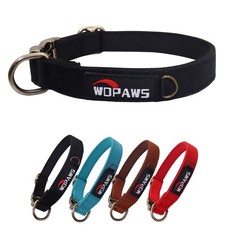 Dog Collar Polyester Cotton Webbing with Neoprene Inner Quick Release Bronze-...