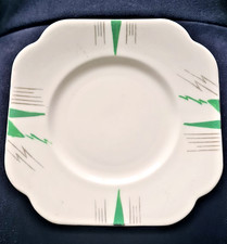 Vintage Colclough Royal Vale Bone China Art Deco sideplate 15cm white green gold