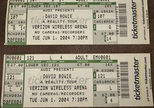 David Bowie  Ex/Mt Vintage 06/01/04 Full Complete Concert Tickets Reality Tour