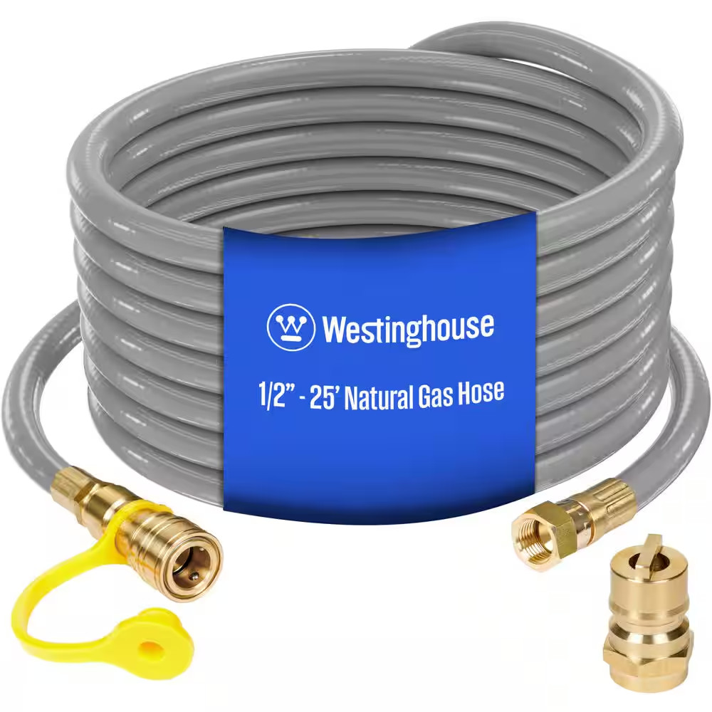 25-Foot Natural Gas Hose with Adapter, 1/2-Inch Diameter, fo