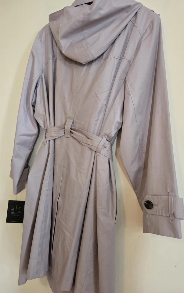 London Fog Lavender Double Breasted Raincoat 2X  NWT Removable Hood Belt Msrp220 - Image 3 of 4