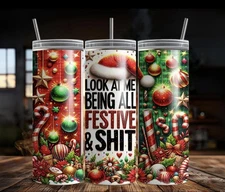 Funny Festive Christmas Inspired 20oz Stainless Steel Tumbler Cup Custom