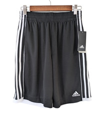 Adidas Boys Climalite 3 Stripe Shorts Black White Size 14-16 NWT