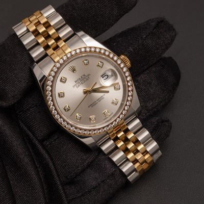 Rolex Watch Diamond Bezel Datejust 116243 36mm Silver Dial BOX