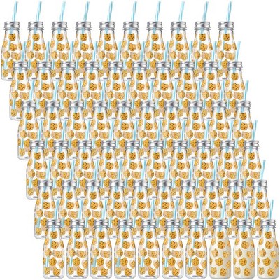 Yungyan 60 Pcs Plastic Farm Animal Milk Bottles with Straws and Lids Small Cl...