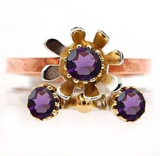 Natural Three Tone Amethyst 925 Sterling Silver Ring Sz 8