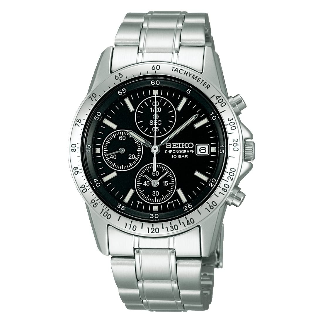 SEIKO Spirit SBTQ041 Black Dial Stainless Steel Chronograph Quartz Men's Watch