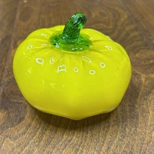Murano style glass Vegetable Yellow Tomato 3.5  hand blown paper weight decor