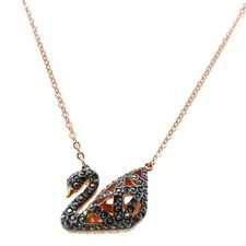 Image of Swarovski Rose Gold Necklace Facet Swan Pendant Ladies Jewellery NEW GENUINE