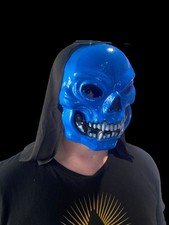 Mask Blue Skull NEW Halloween Breathable Plastic With Hood Costume Monster Face