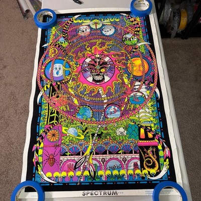 Vintage 1974 Funky Enterprises Blacklight Psychedelic Poster Spectrum #976 Art