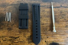 Watch Strap For Panerai Luminor Marina Watch Black Silicone Rubber Strap 24mm