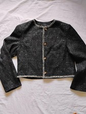 Mina Self Women's Black Tweed Jacket Blazer Waist New With Tags Size XL
