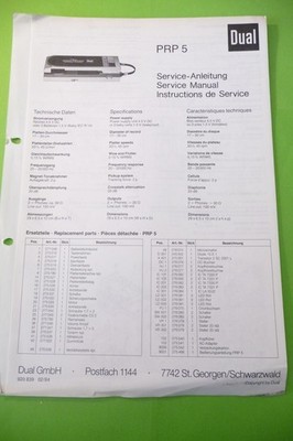 Service Manual-Anleitung für Dual  PRP 5,ORIGINAL