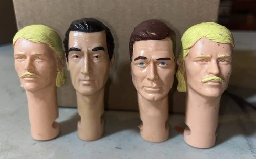 Marx JOHNNY WEST 4 Heads - Bill Buck,  Johnny West, 2 General Custer