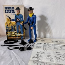 VTG Marx General Custer Fort Apache Fighters Movable w/ Box Accessories 90 VG