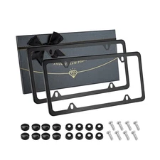 Black Matte License Plate Frames 2 Pack, Stainless Steel License Plate Cover,...