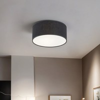 Deckenleuchte E27 Schwarz Stoff Schirm Modern Lampe Wohnzimmer Schlafzimmer