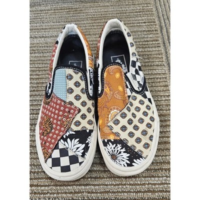 Vans Classic Slip-On Patchwork Multi Pattern Sneakers Mens 5.5 Womens 7.0