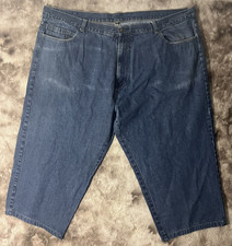 Karl Kani Men  s Dark Wash Blue Denim Jeans Straight 5-Pocket Embroidered Logo