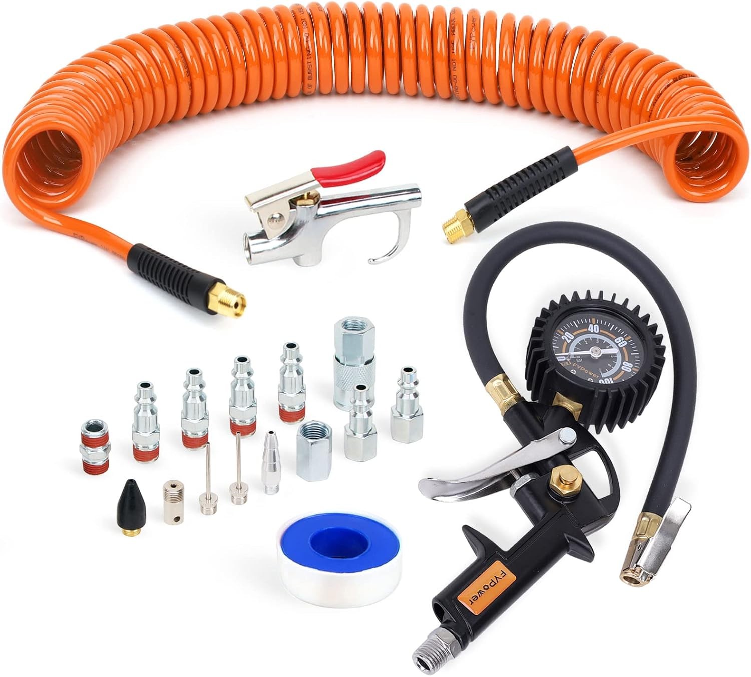 Accessories Kit, 1/4 Inch X 25 Ft Recoil Poly Air