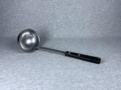 Vintage Ekco Forge Stainless Steel Soup Ladle Black Riveted Handle USA Made 11 