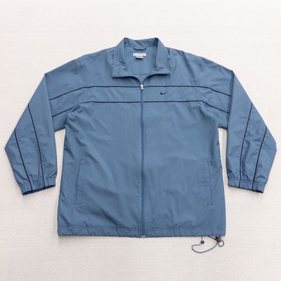 Vintage Nike Windbreaker Track Jacket Blue Full Zip Mesh Lined Swoosh Logo XL