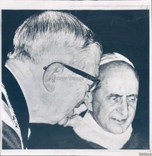 1967 King Gustaf Adolf Sweden Pope Paul Vi Vatican City Italy 8X8 Vintage Photo