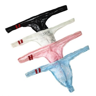 Herren Blumen Spitze Unterhose Tanga Atmungsaktiv Stretch Low Rise G String