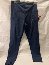 Women’s Legging Medium Tuff Athletics High Waisted Navy Blue Trendy Yoga