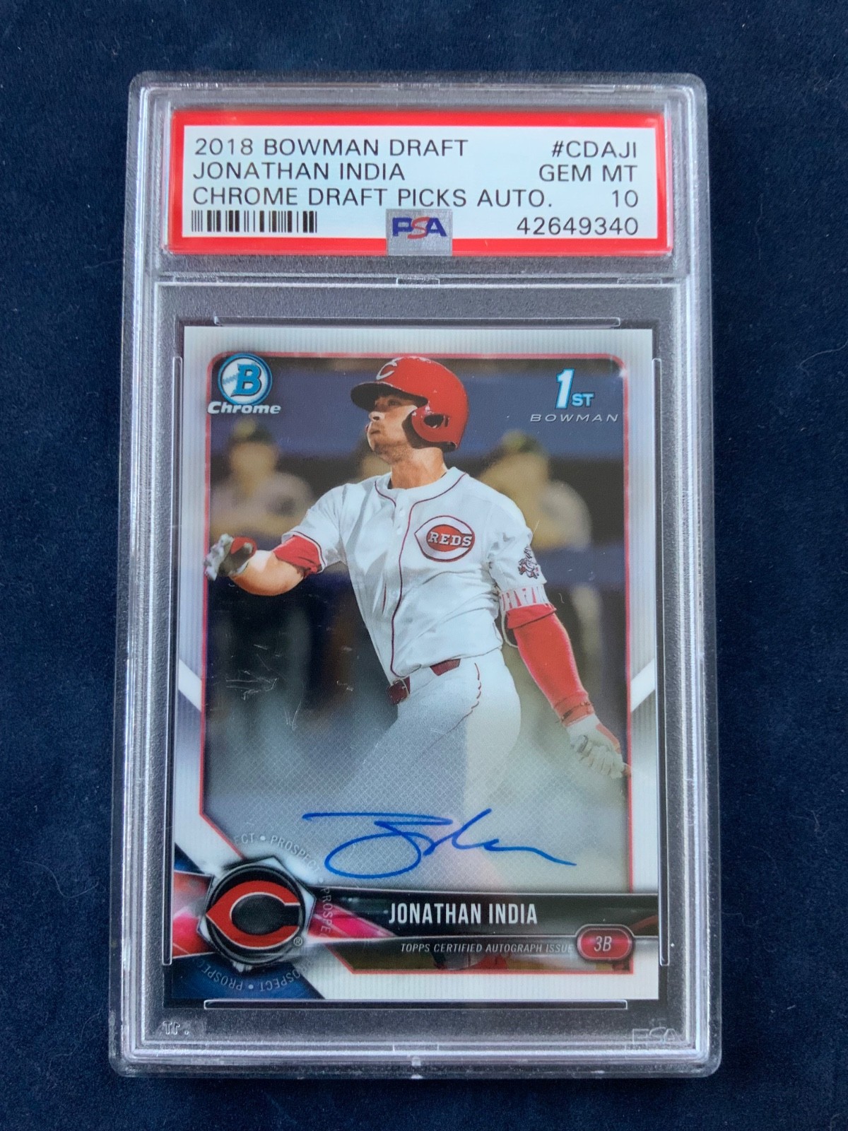 2018 Bowman Draft Chrome Pick Auto Jonathan India PSA 10 # CDAJI - Gem Mint