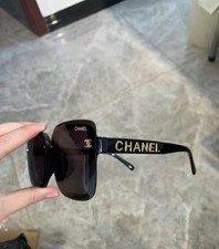 CHANEL Black Square Oversized Women's Sunglasses New