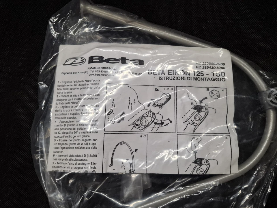 PARABREZZA ORIGINALE BETA EIKON 125 - 150cc CON ATTACCHI COMPLETO - Immagine 4 di 4