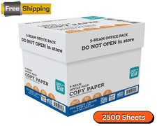 Copy Paper, 8.5" x 11", 92 Bright, 20 lb., 5 Reams (2,500 Sheets) Free Shipping