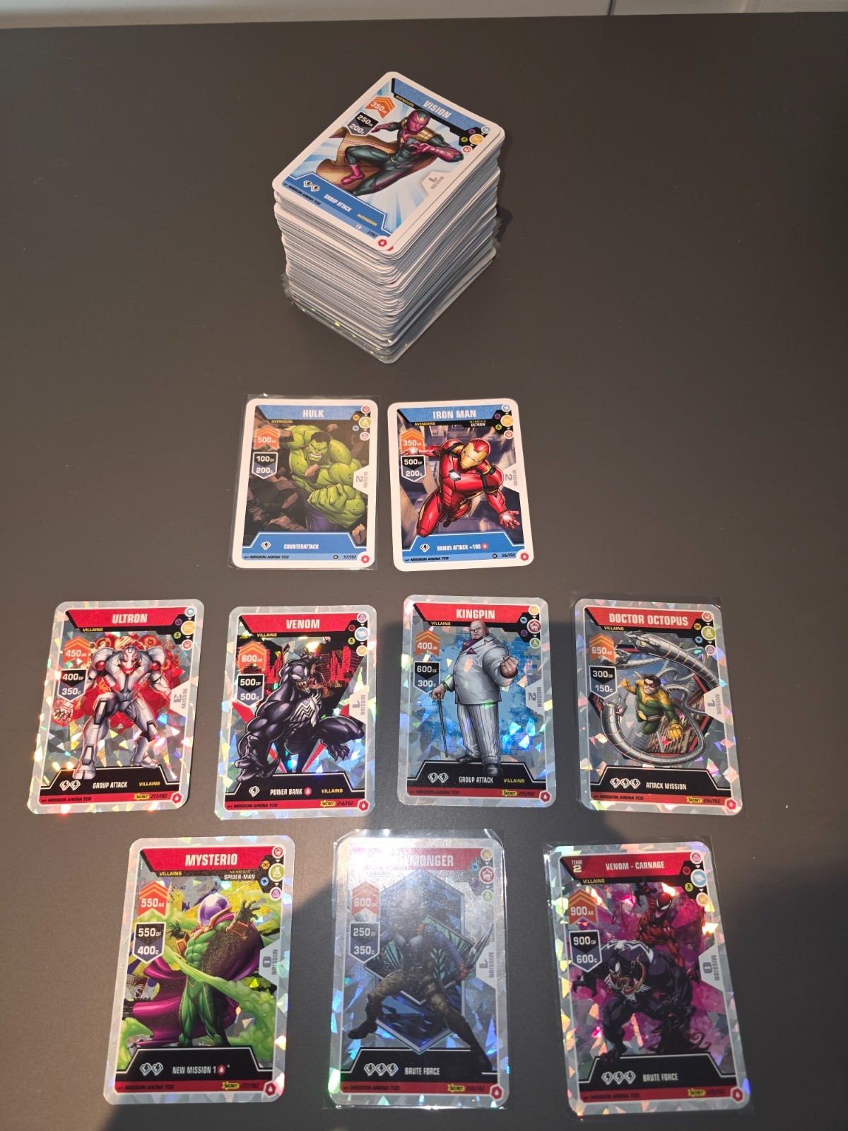 Marvel Mission Arena Juego de Cartas Coleccionables por Cicaboom Juego Base Completo 219 TARJETAS