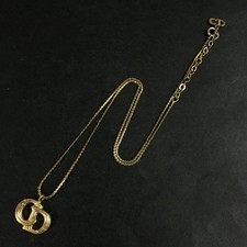 EGA Christian Dior CD Logo Gold Tone Pendant Necklace/6CB2178