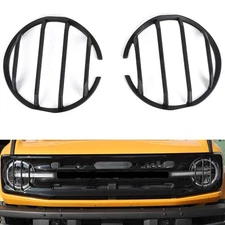 Front Headlight Light Lamp Trim Guard Cover Frame For Ford Bronco 2021 22+ Black