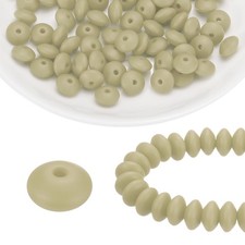 100Pcs Silicone Beads 12mm Lentil Rubber Focal Beads Bulk, Smoky Yellow
