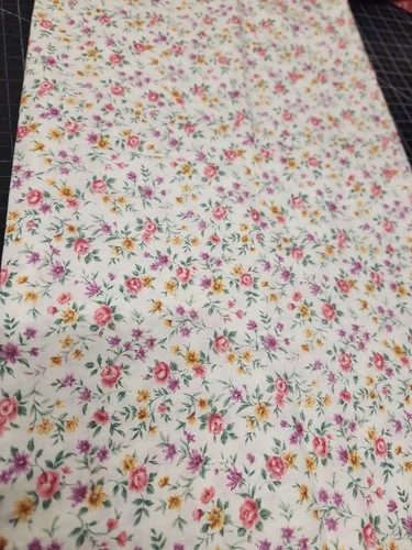 1.50 Yards 45 Wide Pink Purple Yellow Floral OOP 100% Cotton video thumbnail