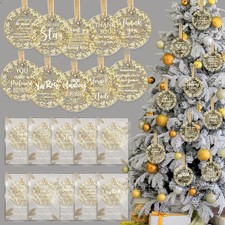 50 Sets Christmas Gold Foil Acrylic Hanging Ornament Gifts Bulk Employee Appr...