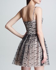 $1675 Authentic Rare RED VALENTINO Women's Black On Blush Lace Bustier Dress 42