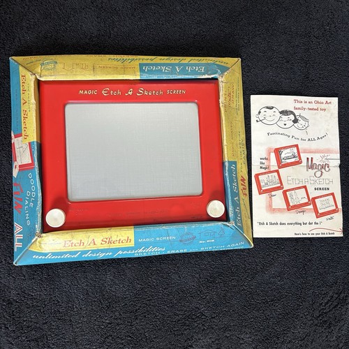 Vintage 1960 Patent Pending Etch A Sketch #505 • 1st Gen Box & Manual - Parts