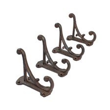 4 Cast Iron Rustic Vines Double Wall Hook Key Towel Coat Purse Door Hanger Brown
