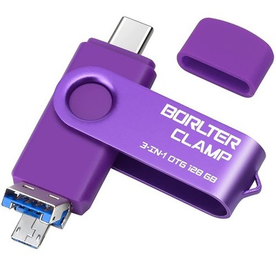 128GB 3 in 1 USB 3.0 Flash Drive Photo Stick for Android Phones, BorlterClamp...