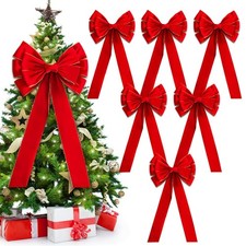 Red Christmas Large Velvet Bows: 36" x 18" Golden Edged Velvet Bow - Christma...