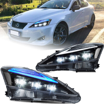 VLAND FULL LED Headlights For Lexus IS250 350 C ISF 2006-2013 Blue DRL Startup 2