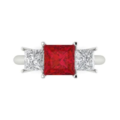 2.5 cttw Pink Tourmaline Three-Stone Engagement Ring for Women - 14K White Gold